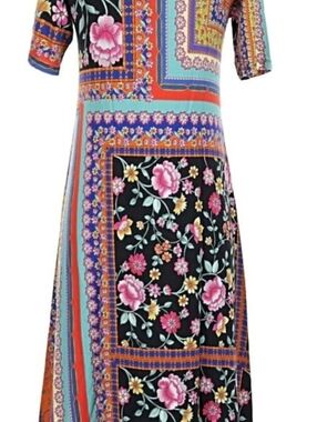 Johnny Was SmallBoho Floral Patchwork Midi Dress - Multicolor NWOT